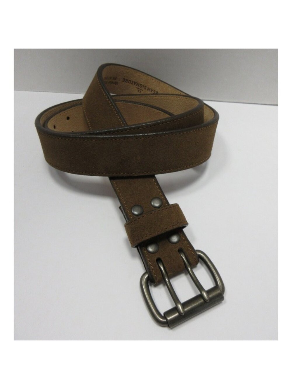 VGT LL Bean Belt 42 Signature Suede Leather Double Prong USA NEW